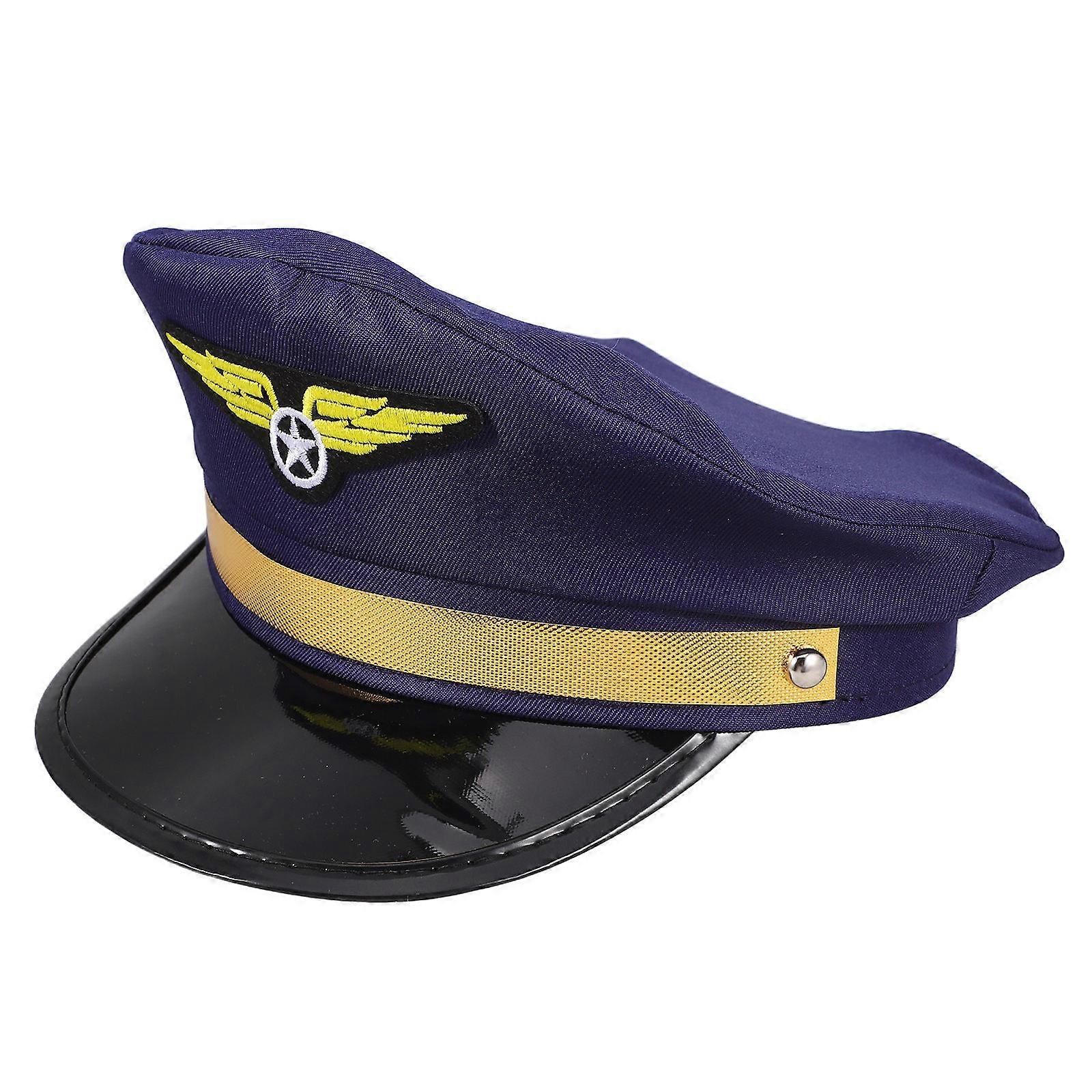 Flying Pilot Cap Hat for Costume Parties with Adjustable Fit Blue