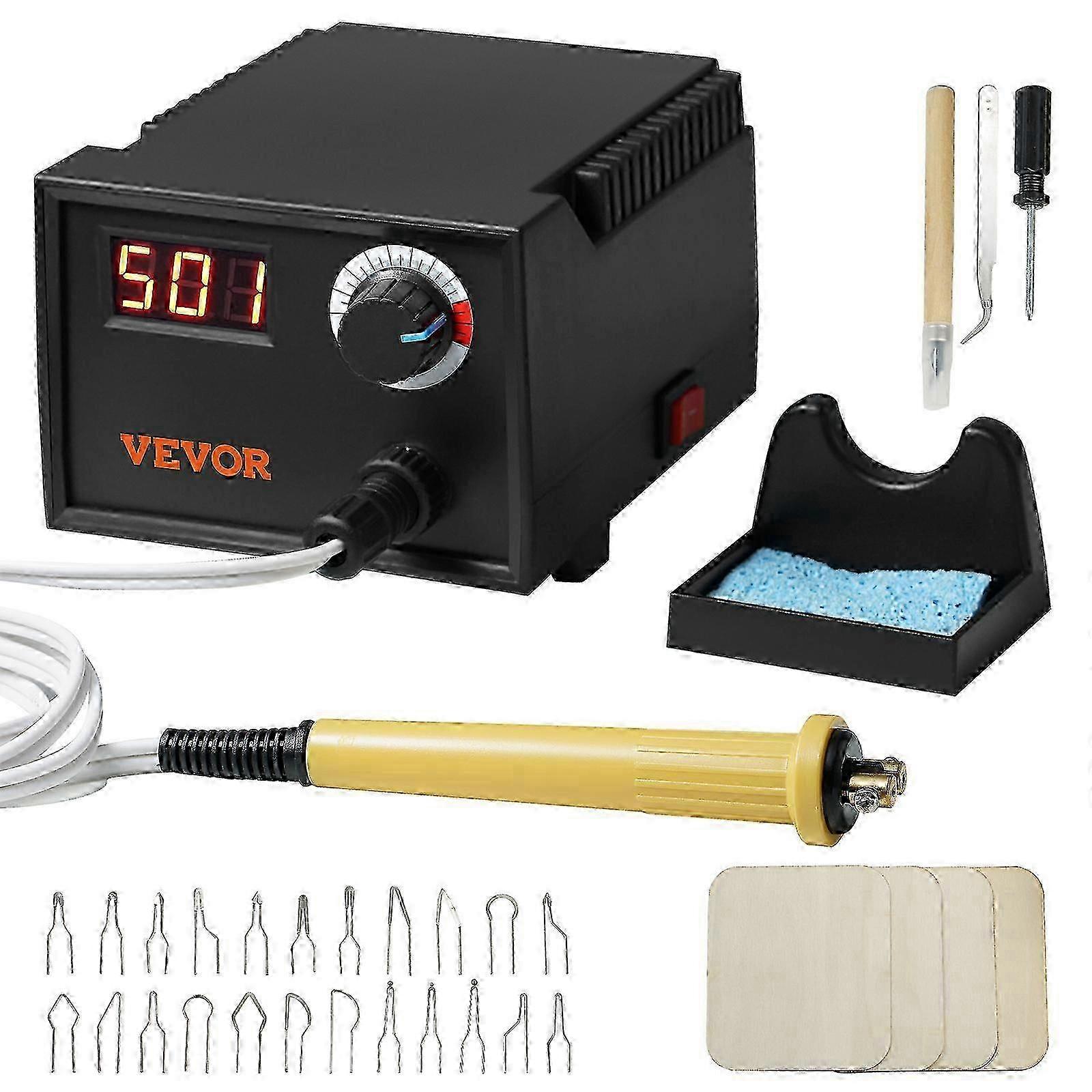 Wood Burning Kit, 200~700C Adjustable Temperature with Display, Wood Burner with 1 Pyrography Pen