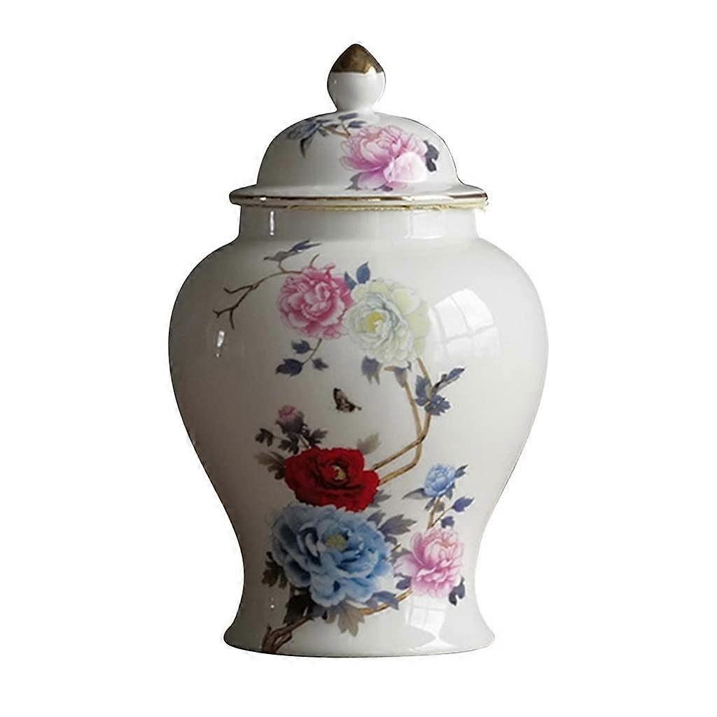 Hand Painted Ceramic Ginger Jar Vase with Fine Glaze, Elegant Centerpiece and Versatile Storage Decor