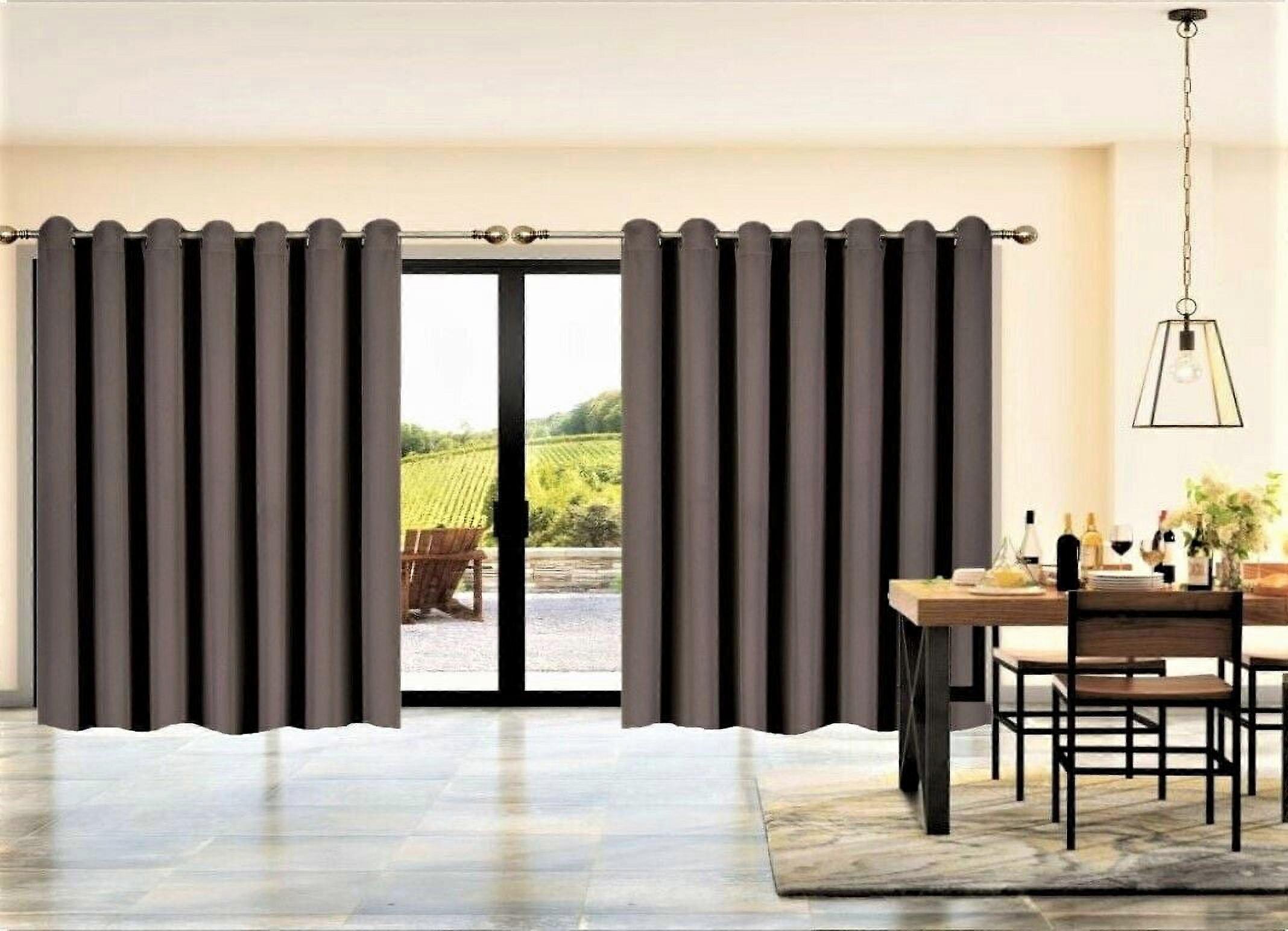 SAMIMPORT-2011 Brown Solid Print Blackout Kitchen Curtains, 100" x 84"