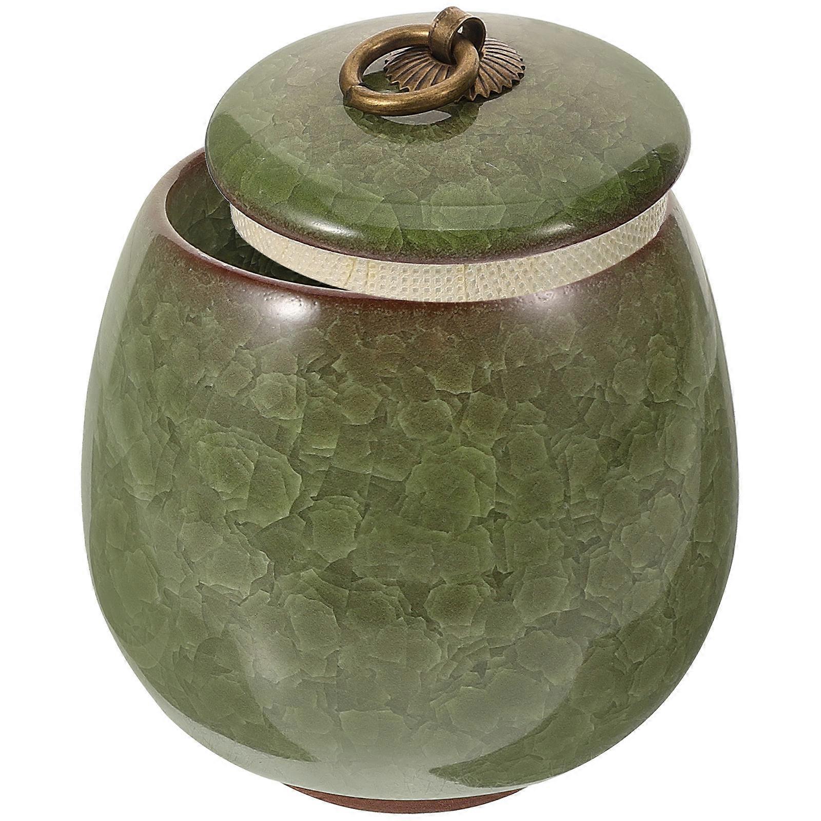 Pet Cremation Urn Ceramic Keepsake for Storage 2Pcs Light Green Design