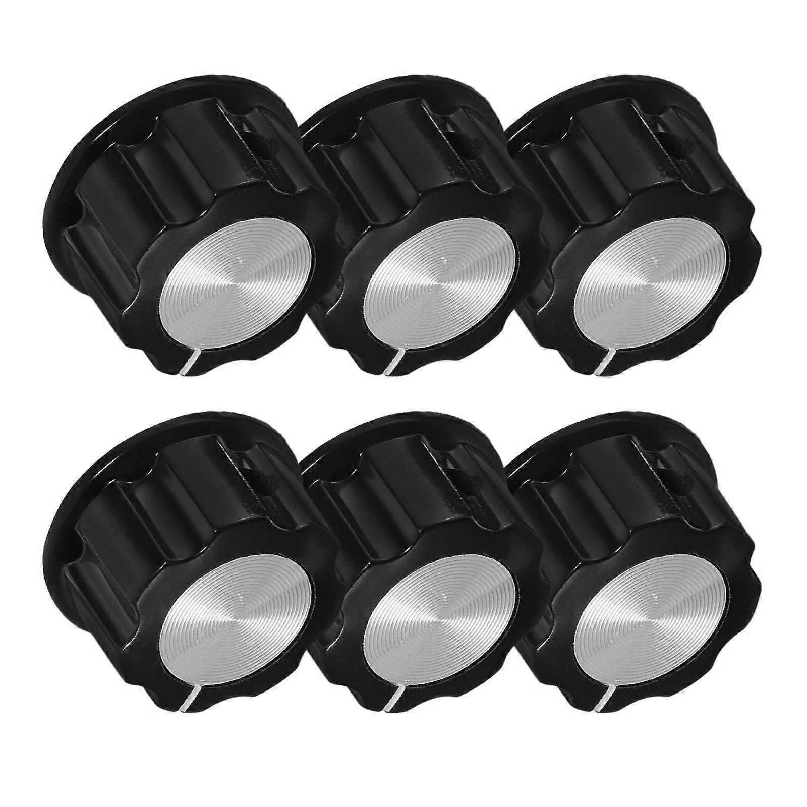 Sound Device Control Knobs 6Pcs Black Aluminum Alloy Guitar Volume Knobs For Amplifier Replacement Precise Control