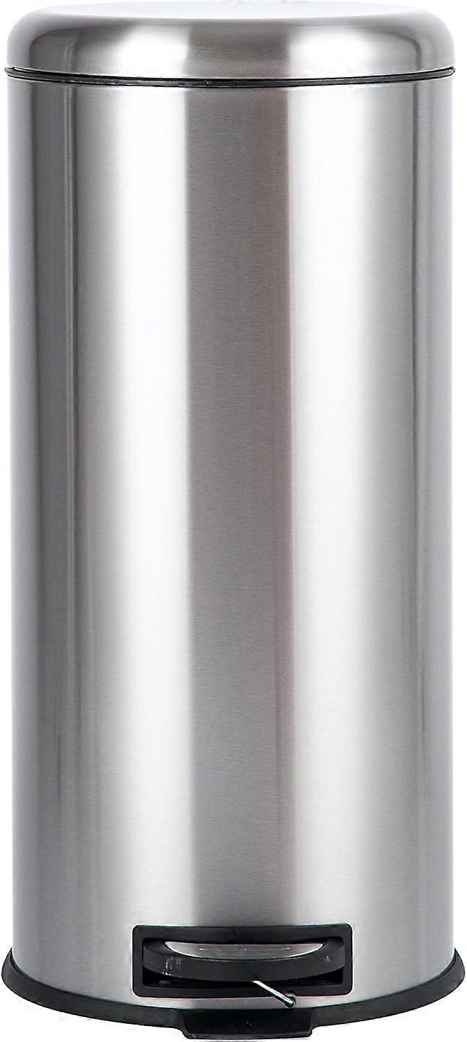 Cylindrical Stainless Steel Dustbin, Round Pedal, 20/30L, Silver