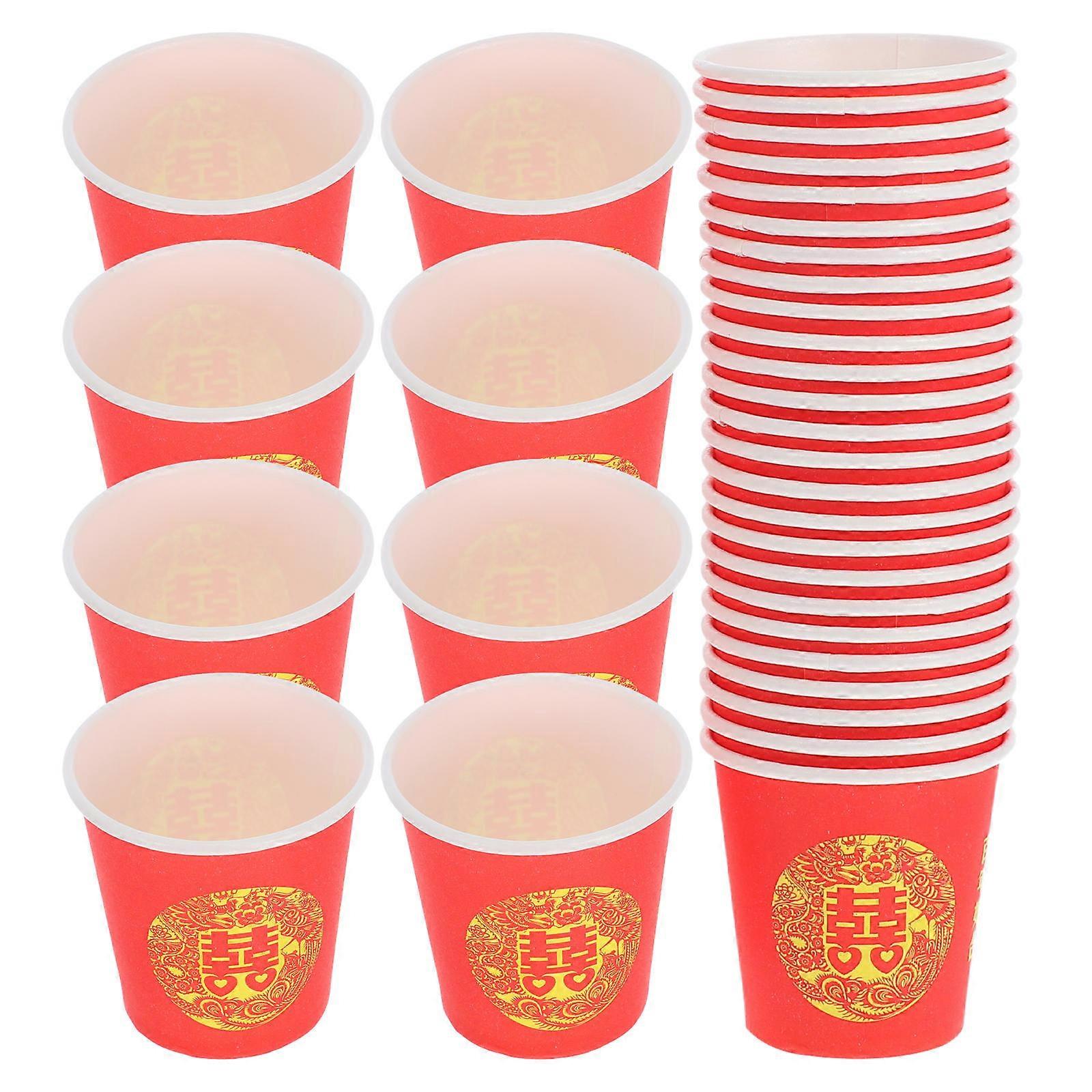 Xi Character Red Paper Cups for Wedding Celebrations Disposable