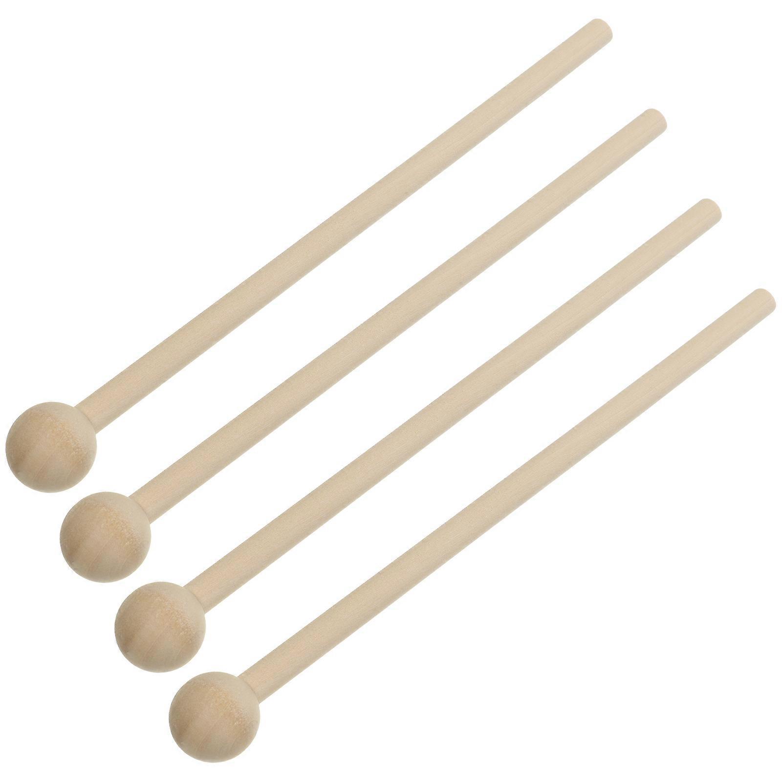 Music Mallets Wood Mallets for Percussion Instrument 4Pcs Set Light Yellow