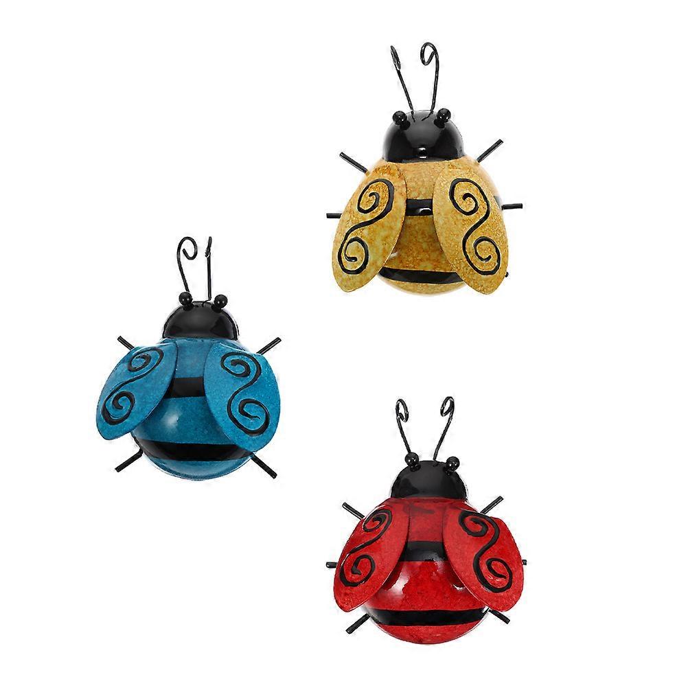 Ladybug Hanging Decorations Iron Wall Art for 3Pcs Home Wall Decor