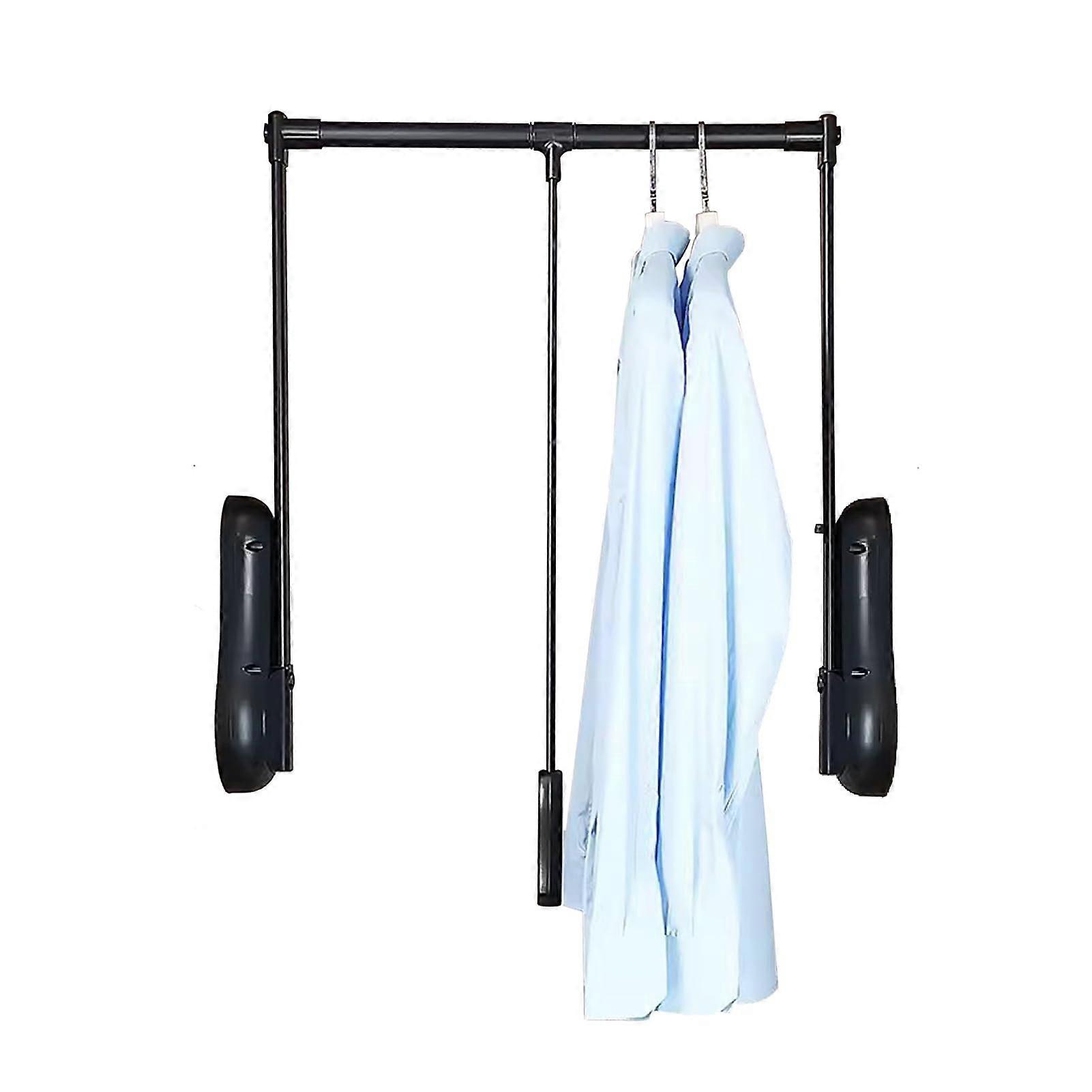 Adjustable Pull Down Closet Rod with Smooth Damping Lift for Tall Cabinets Black 20.1'25.6' Ref:2318
