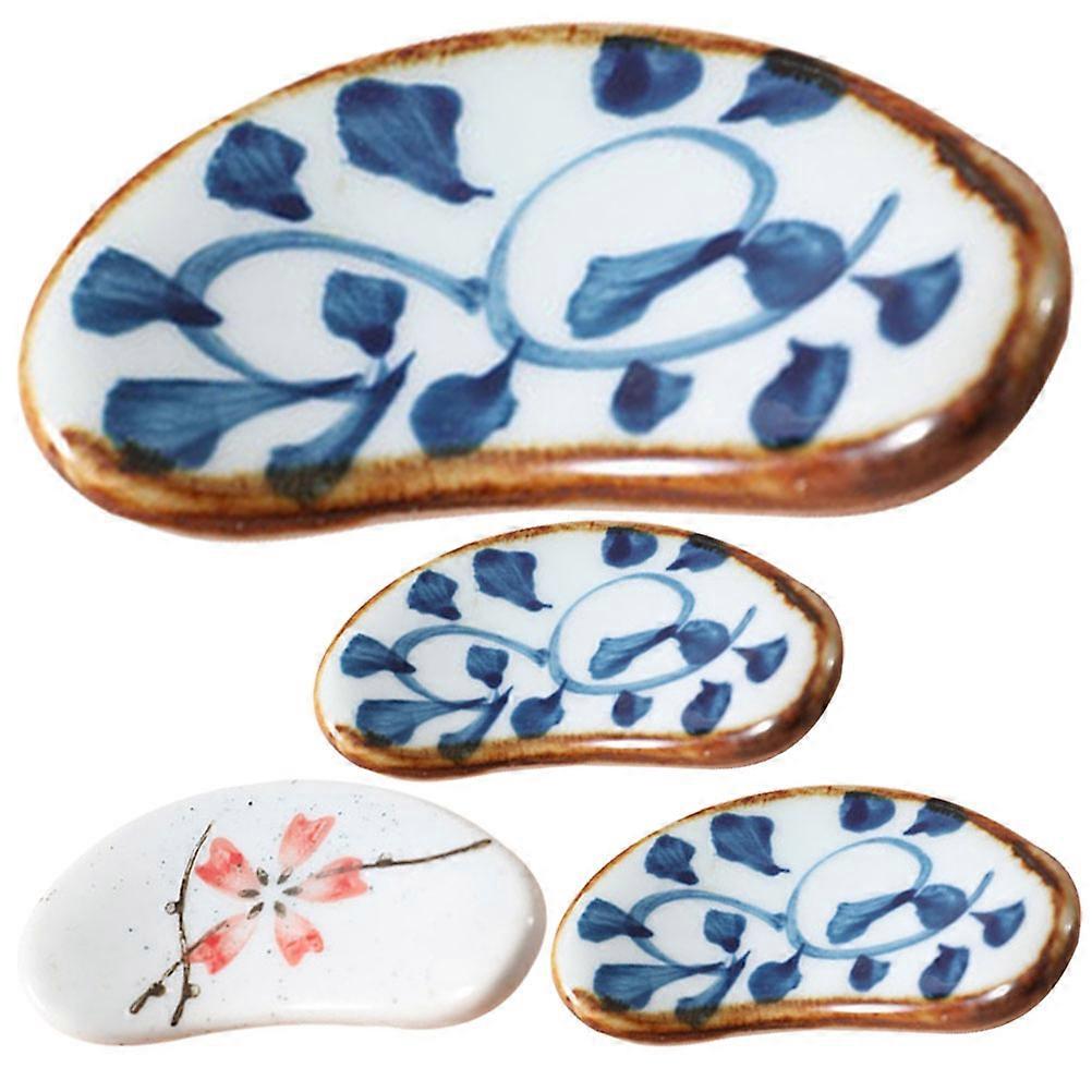 Spoon Rest Set Ceramic Chopsticks Holders Tableware Dishwasher Safe Freezer Safe for Dining Table 4Pcs