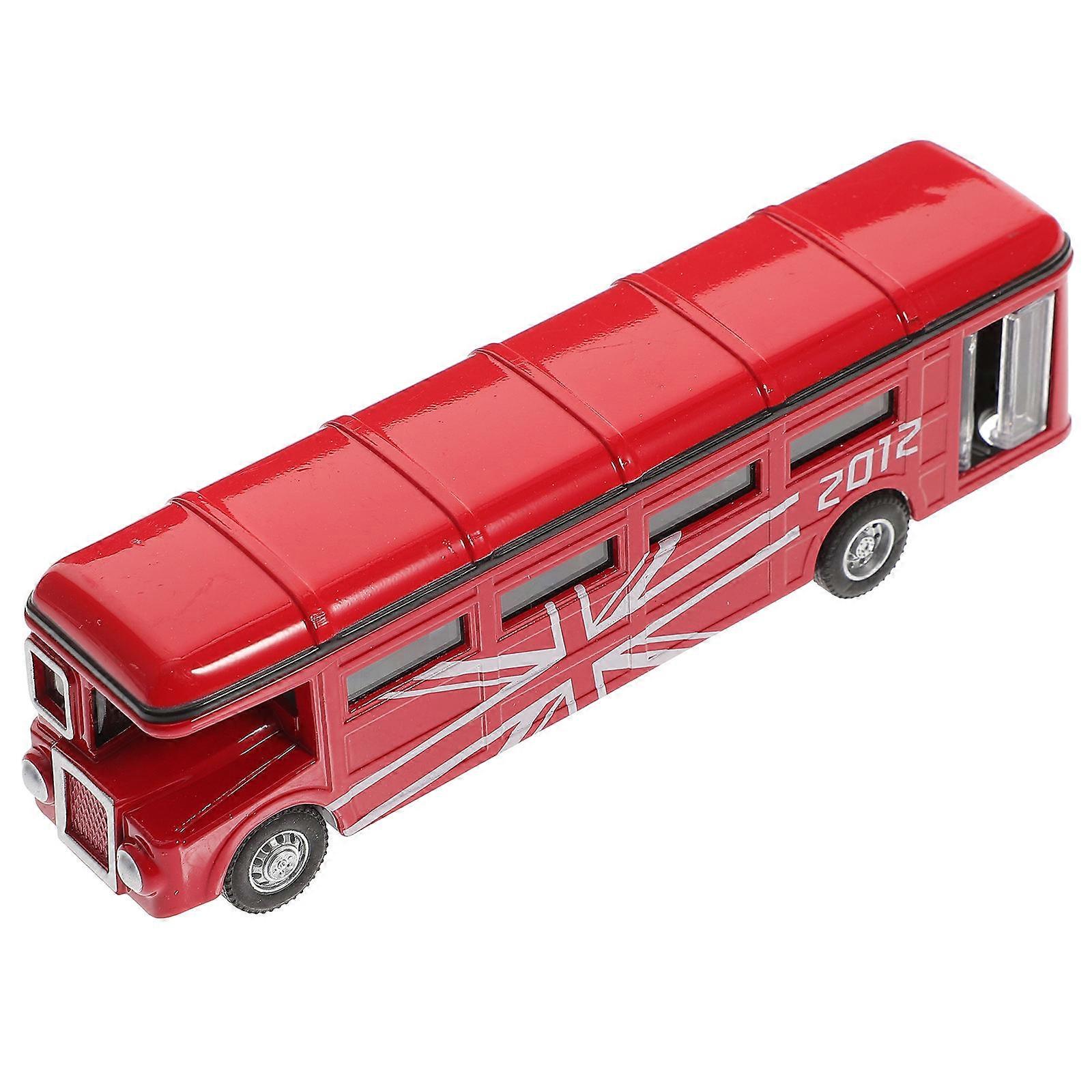 Single-Deck Bus Toy Bus Model for Playing Pull Back Toy Red Alloy