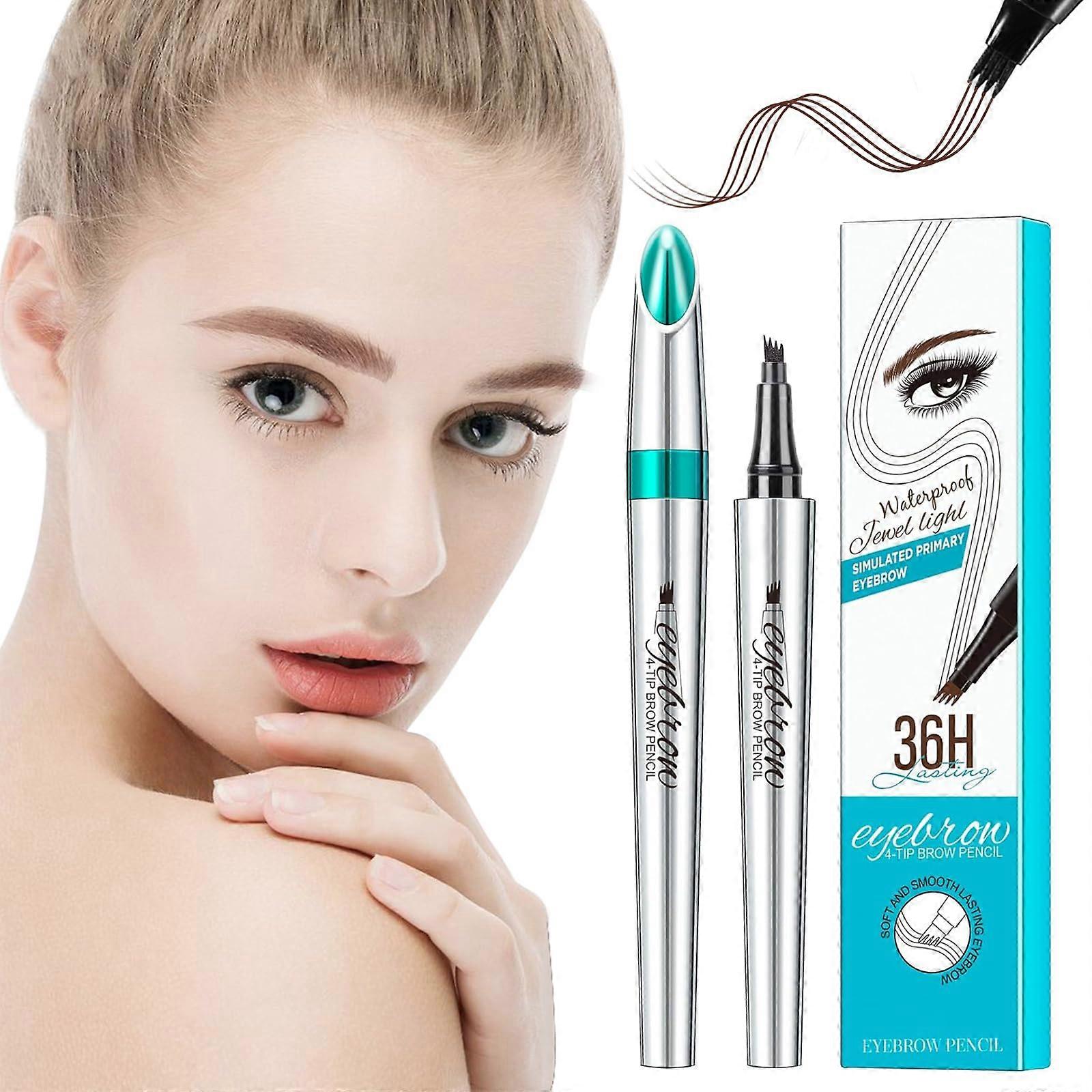 Waterproof Microblading Eyebrow Pen with Precision 4Prong Tip, Smudgeproof LongLasting Wear