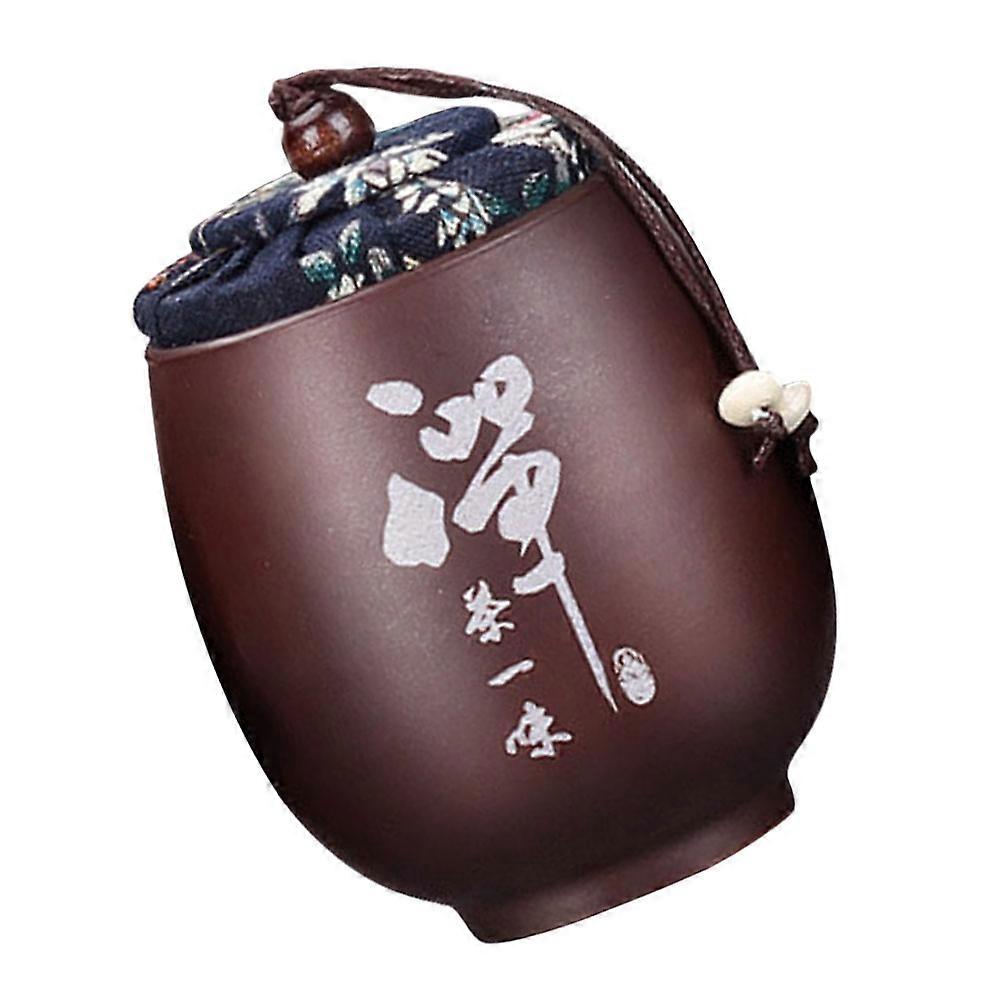 Rustic Tea Canister Ceramic Jar for Storage Use 1Pcs Coffee Color