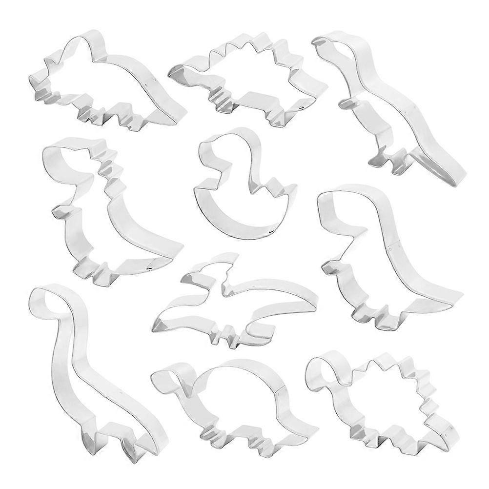 10 Pcs Dinosaurs Shape Baking Mould Cookie Mold Lovely Biscuits Stainless Mold