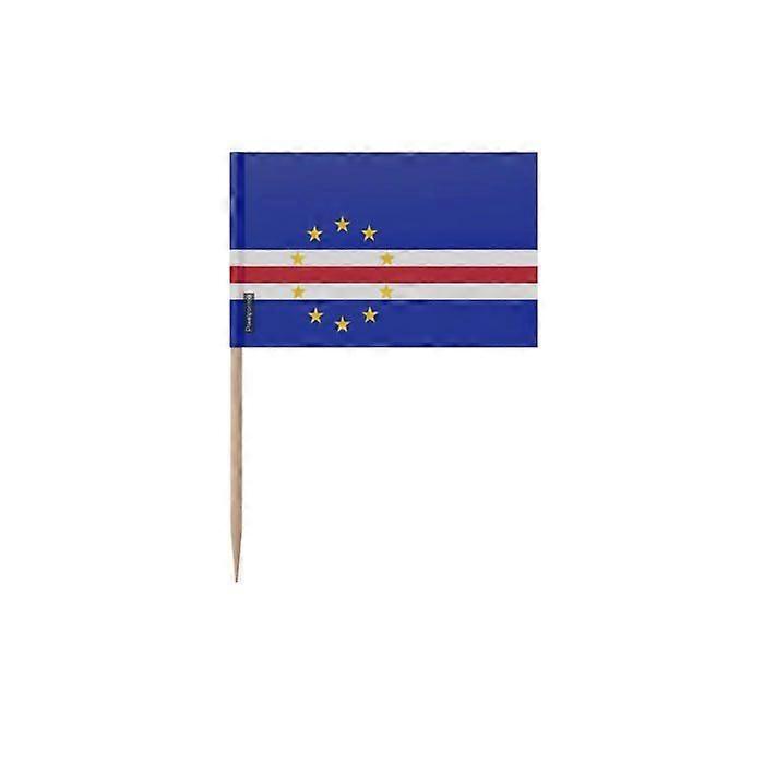 Toothpicks Cape Verde Flag - 10 cm - 100 pieces - Adhesive plastic - Bamboo stick - Pixelforma