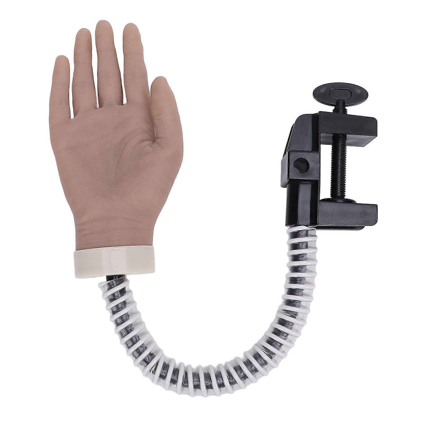 Practice Nail Hand Silicone Mannequin with Clamp, Flexible Realistic Training Model for Beginners
