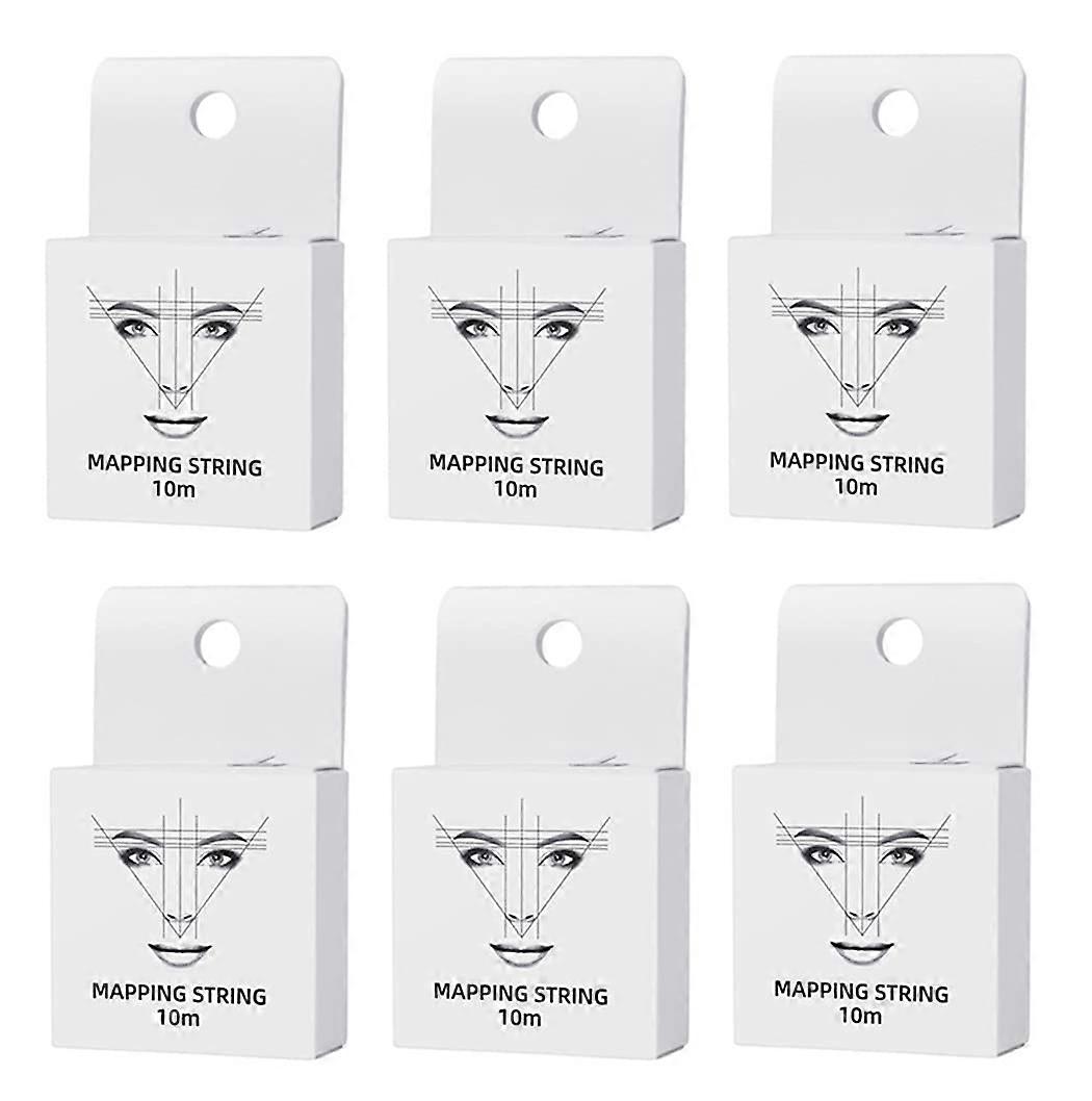 10m PreInked Brow Mapping String for Microblading with BuiltIn Cutter, 6 Pack Black Ink