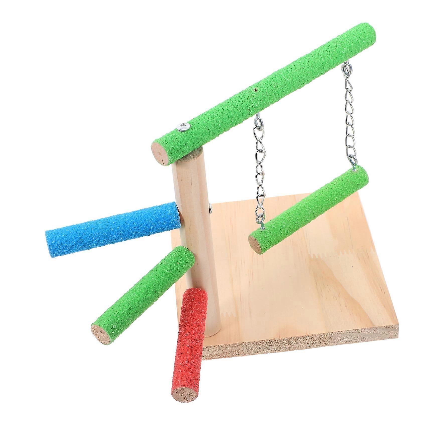Wooden Parrot Perch Stand for Training and Play, Interactive Tabletop Bird Rack Indoor
