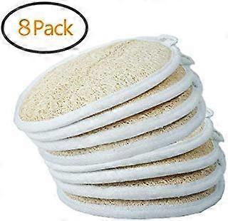 Men's Loofah Sponge 8 Pack with Large Coverage Pads and Secure Elastic Grip for Fast Exfoliation