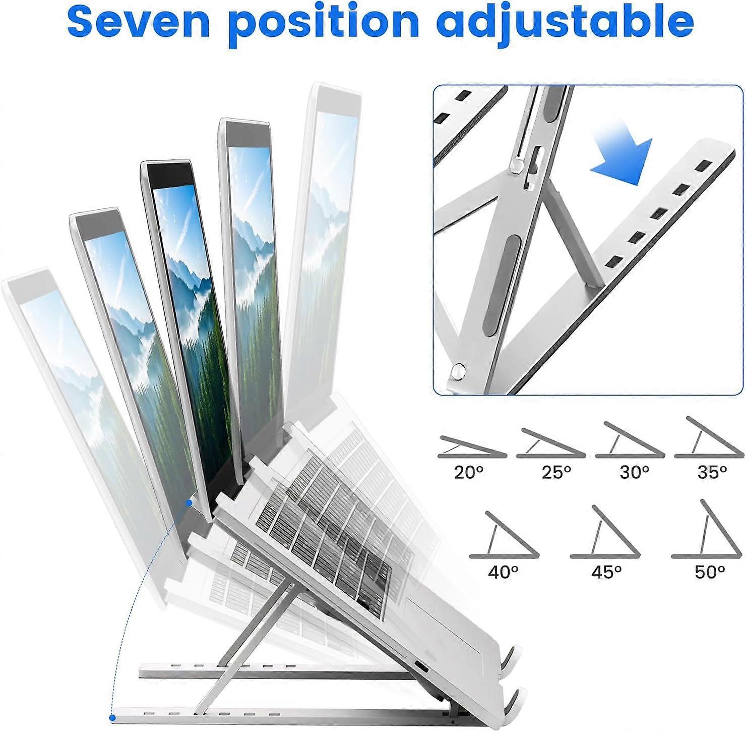 Adjustable Laptop Stand for Desk with MultiAngle Ergonomic Design, Foldable Cooling Riser for 1017 Inch Laptops and Tablets, Silver