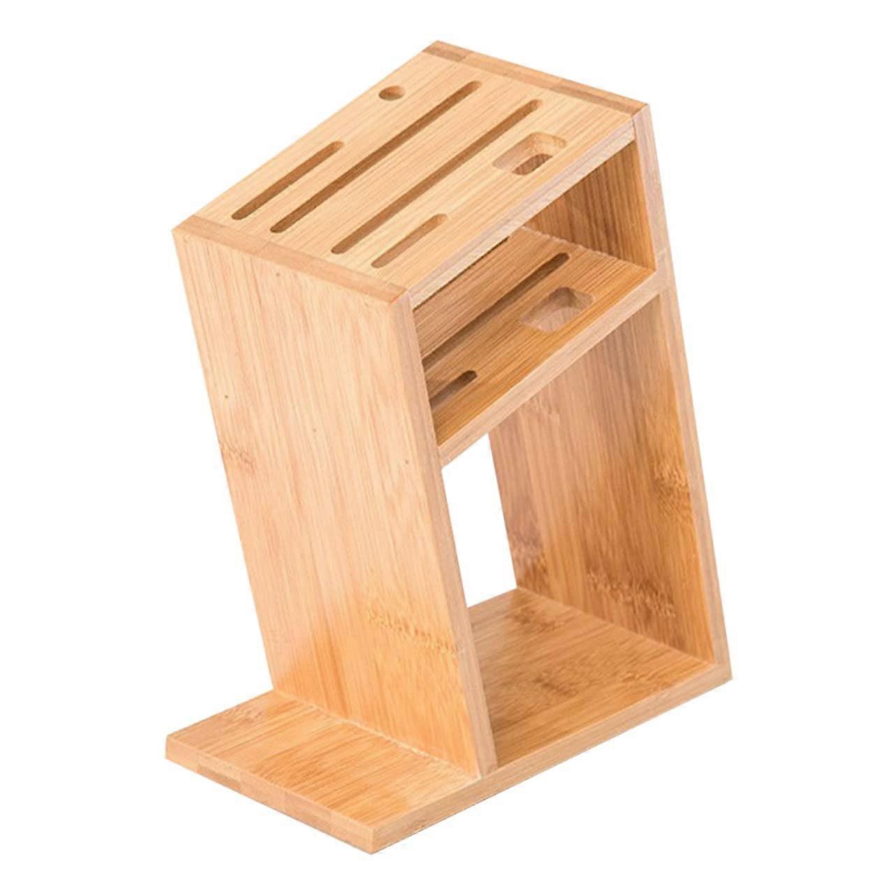 Bamboo Kitchen Knife Holder SpaceSaving Utensil Rack Multifunctional Knife Storage Organizer