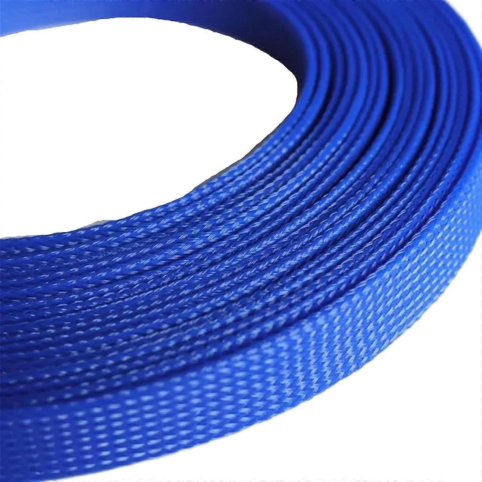 Cable Management Sleeve 4mm Blue PET Expandable Wire Wrap for Clutter Reduction and Protection