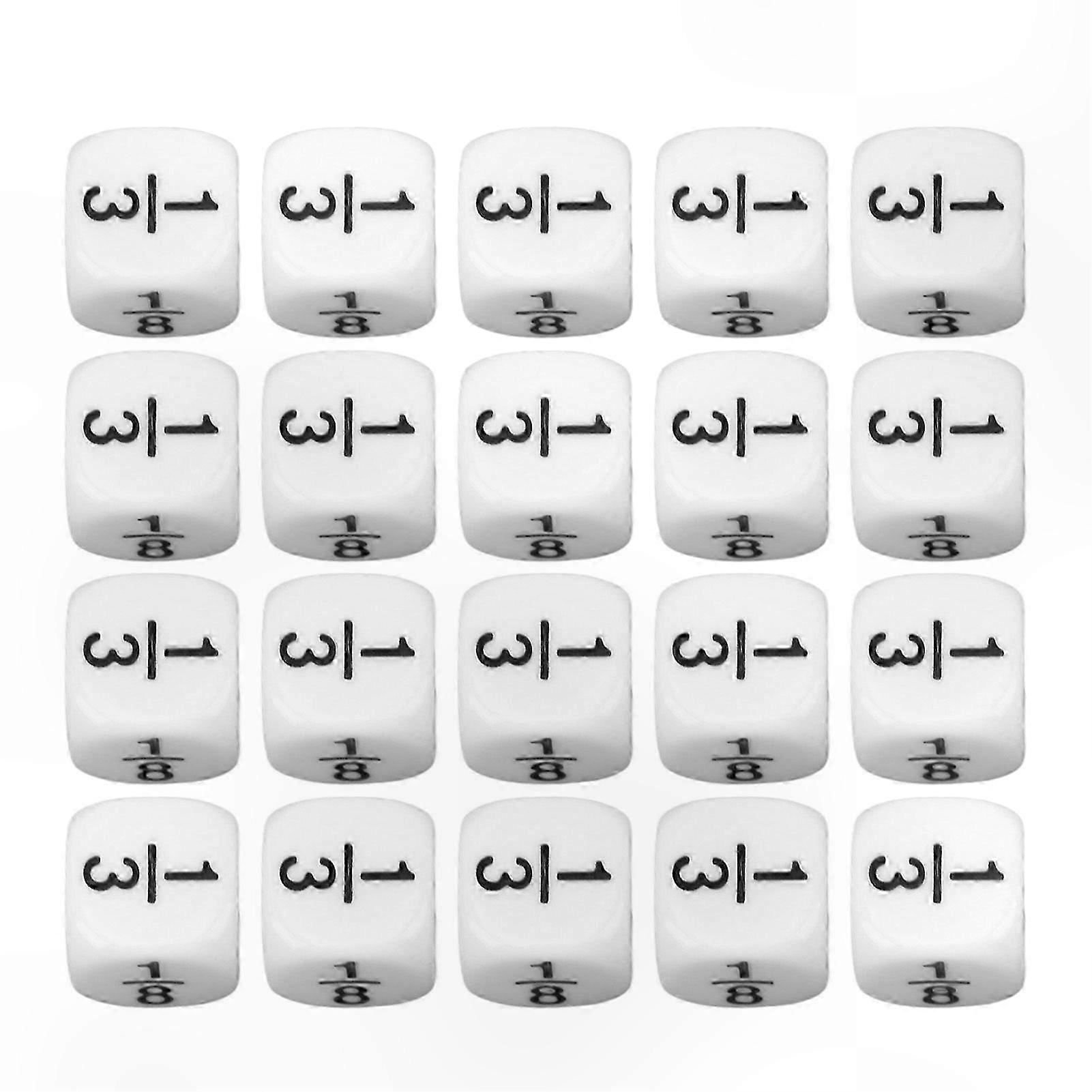 16mm Fraction Dice Set, 20-Pack White Math Teaching Aids for Arithmetic Learning