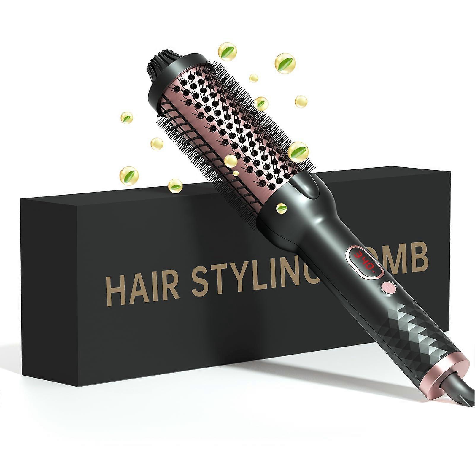 Heated Round Brush with Ionic Curling, 2 in 1 Styling Tool for Voluminous Curls, 10 Heat Settings