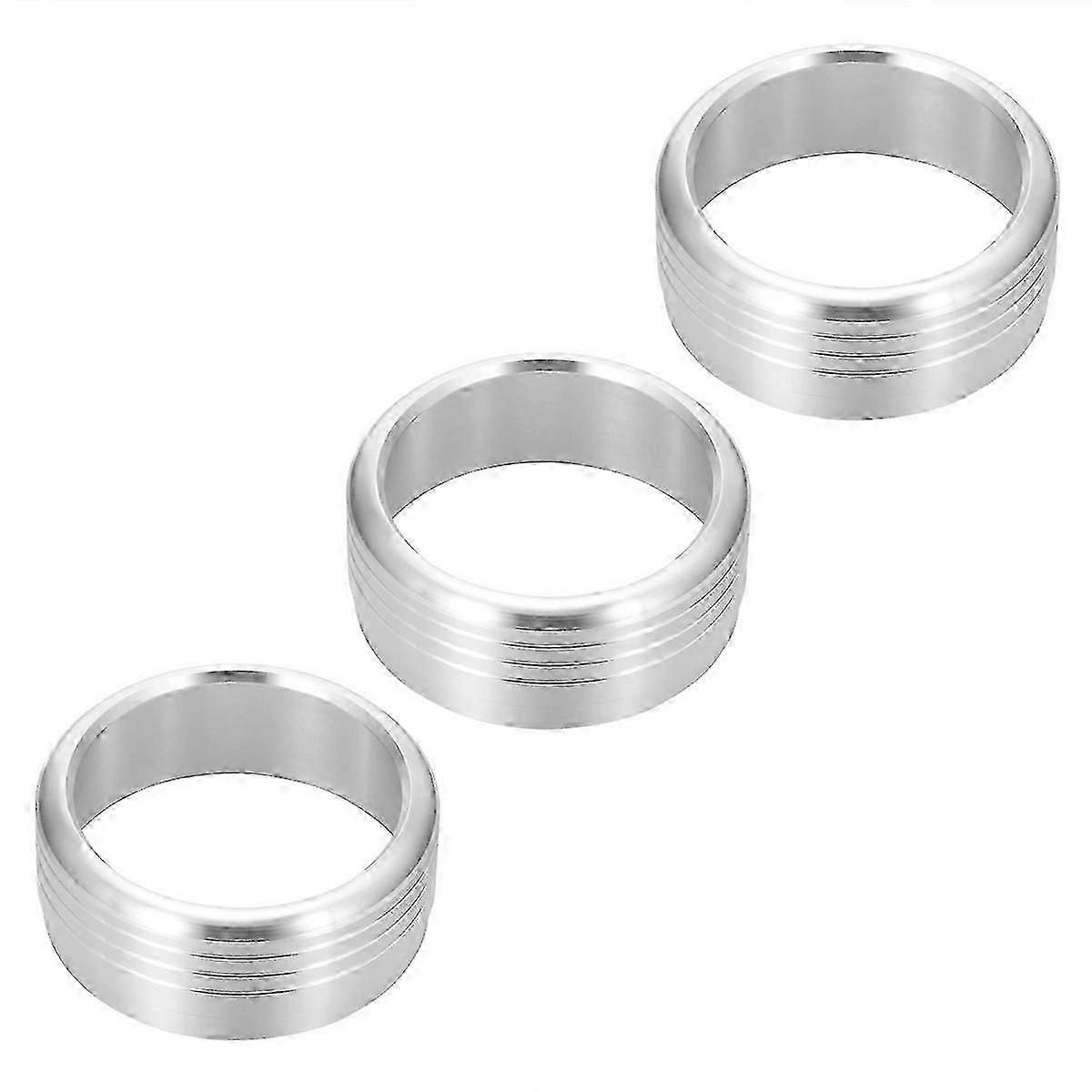 Silver Aluminum AC Knob Rings - 3Pcs Climate Control Ring Covers
