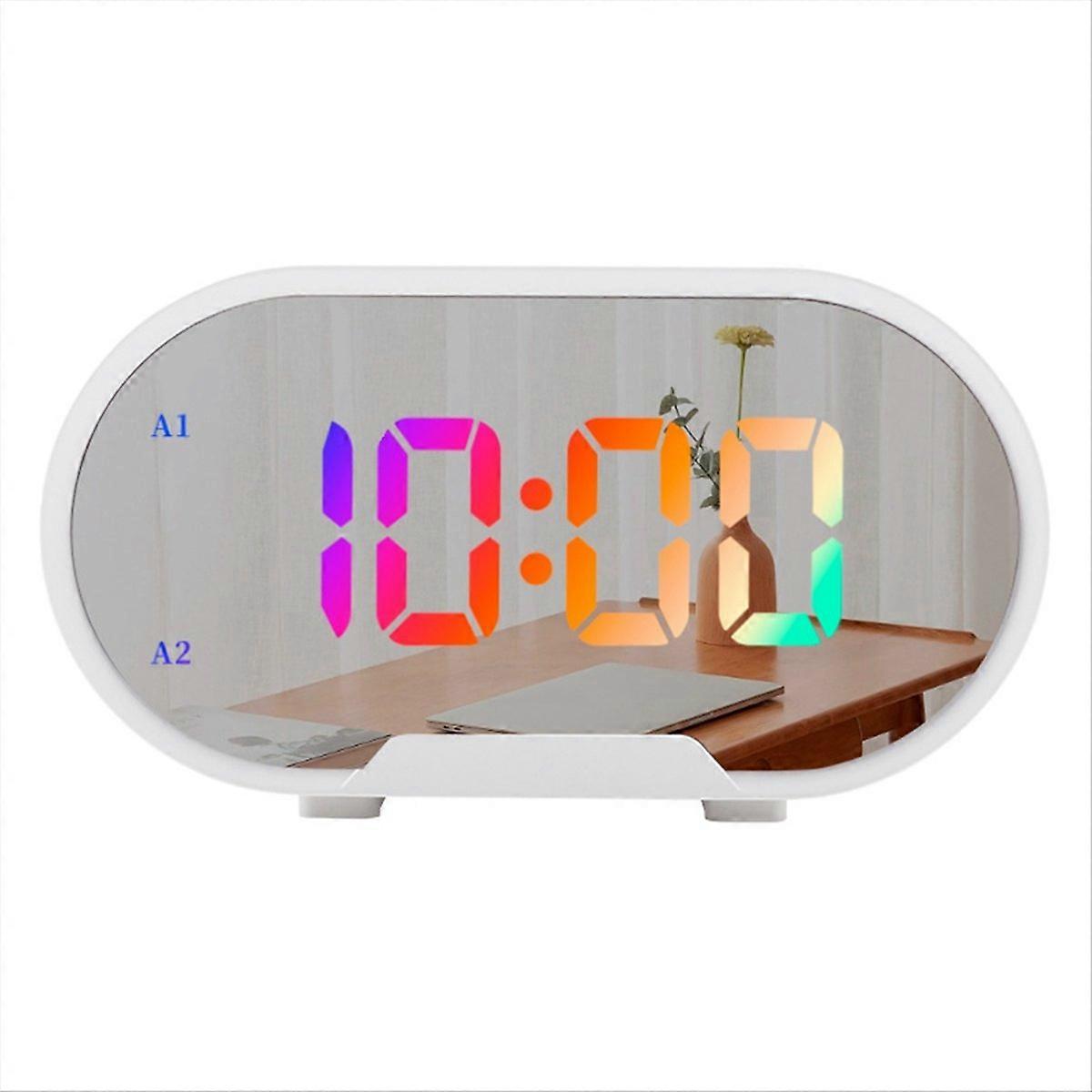 Mirror Clock, Digital Clock with USB Charging Port, LED Display,white