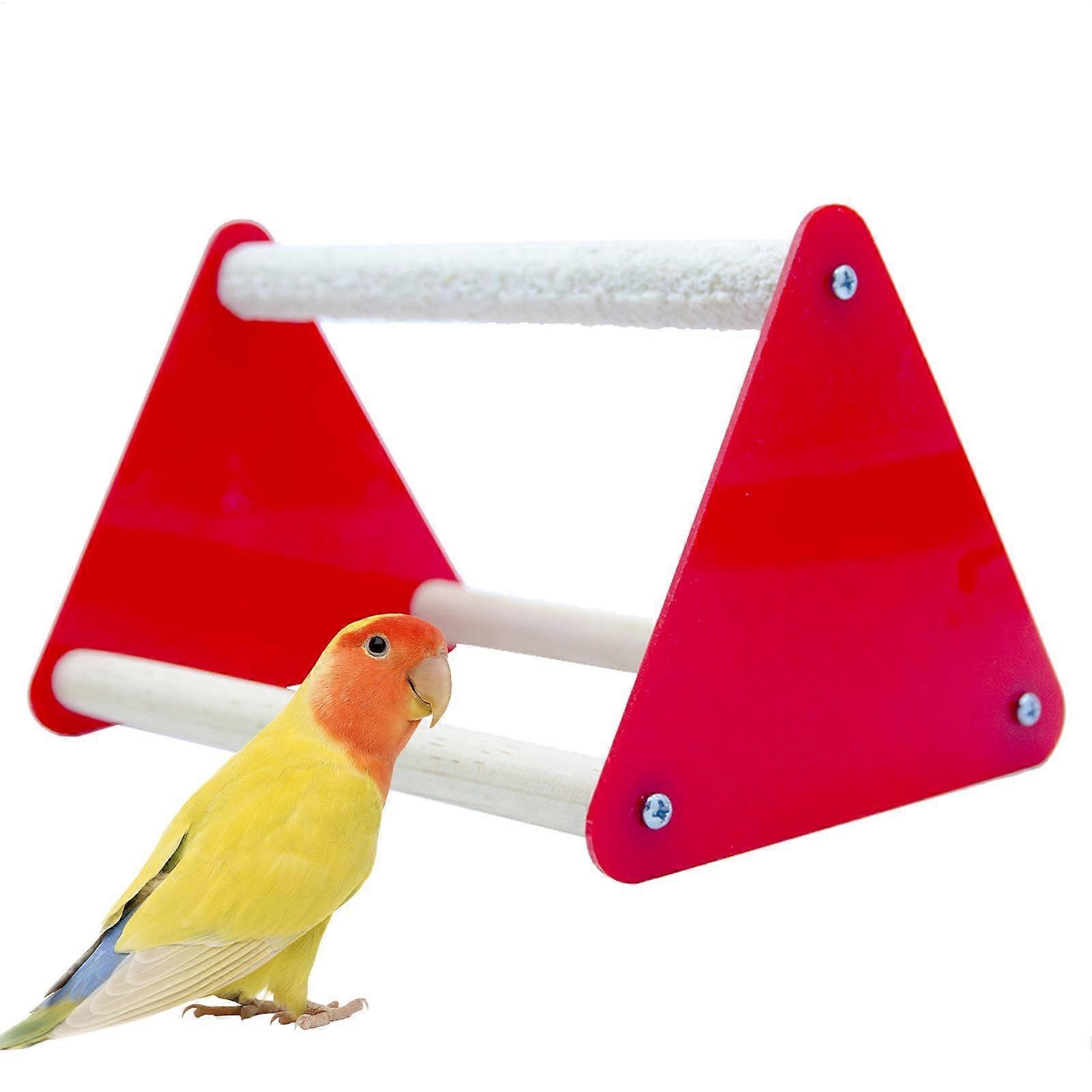 Bird Perch with NonSlip Frosted Base, Triangular Parrot Stand for Claw Grinding and Play