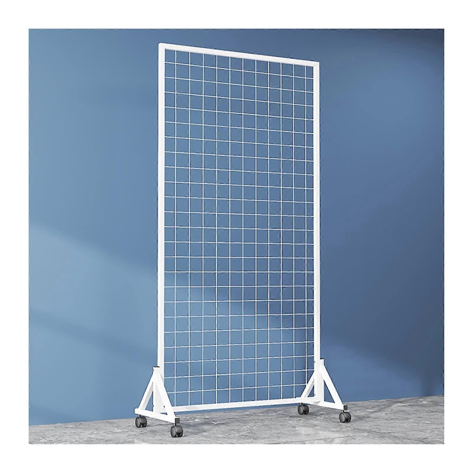 Gridwall Display Stand White Wire Grid Panel 50x150CM HeavyDuty Storage Rack with Locking Wheels