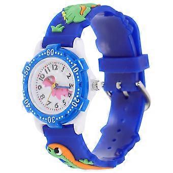 Lovely Toddler Watch Circular Cartoon Style Blue Adjustable Strap Time Telling 1Pack
