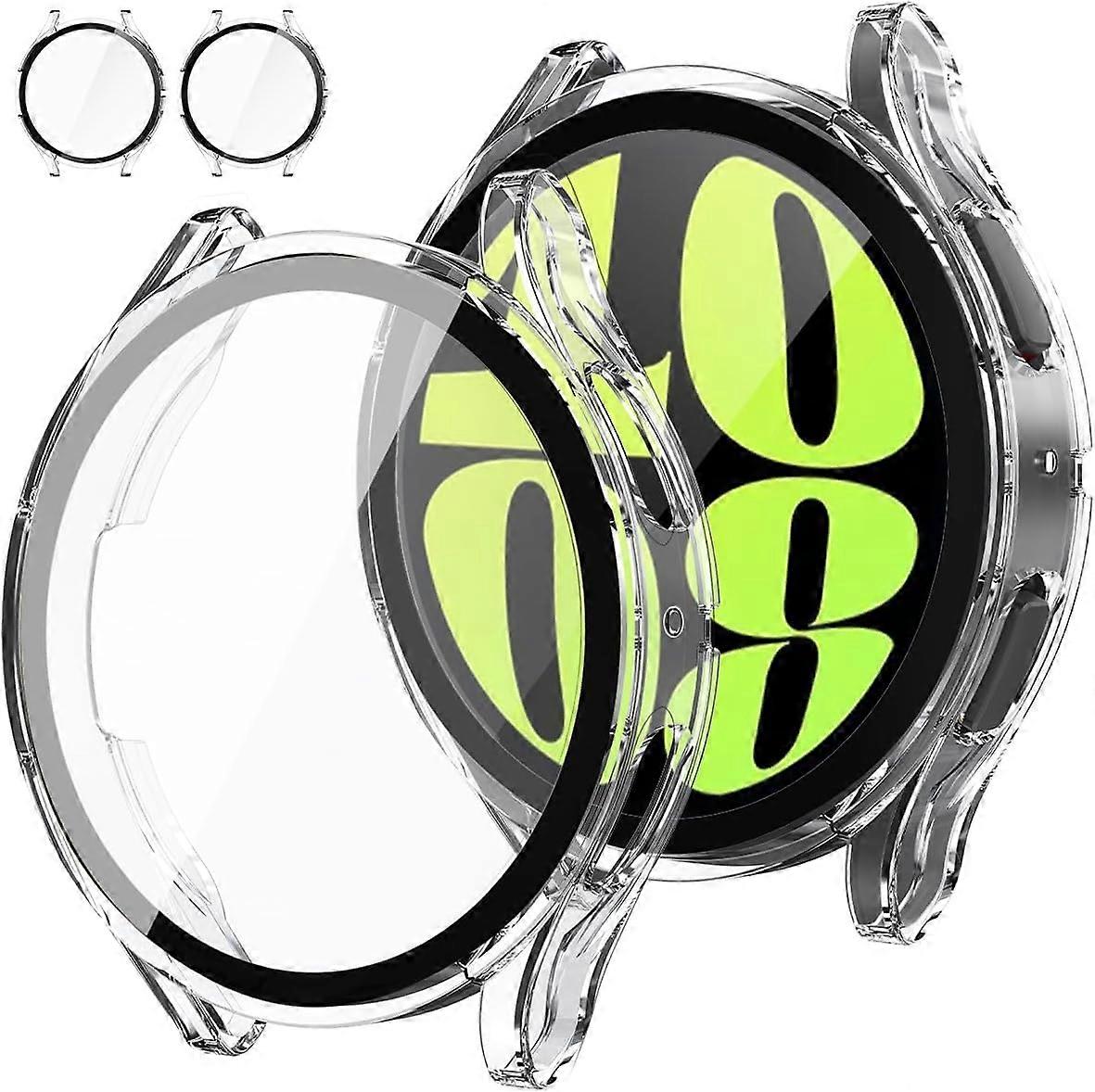 Screen Protector Case with Tempered Glass, Scratch Resistant Full Coverage for Galaxy Watch 6 44mm