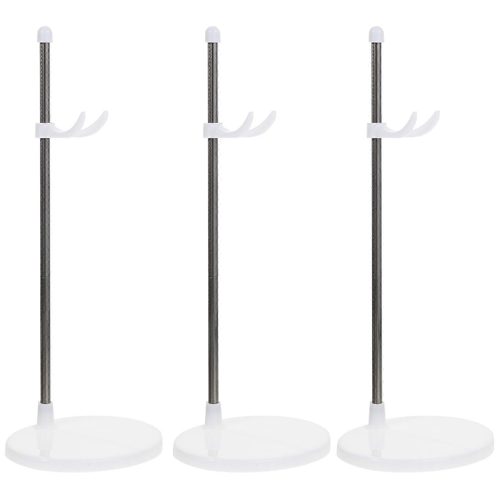 Adjustable Doll Stand Mini Doll Display Holder for Home Use 6Pcs White Plastic