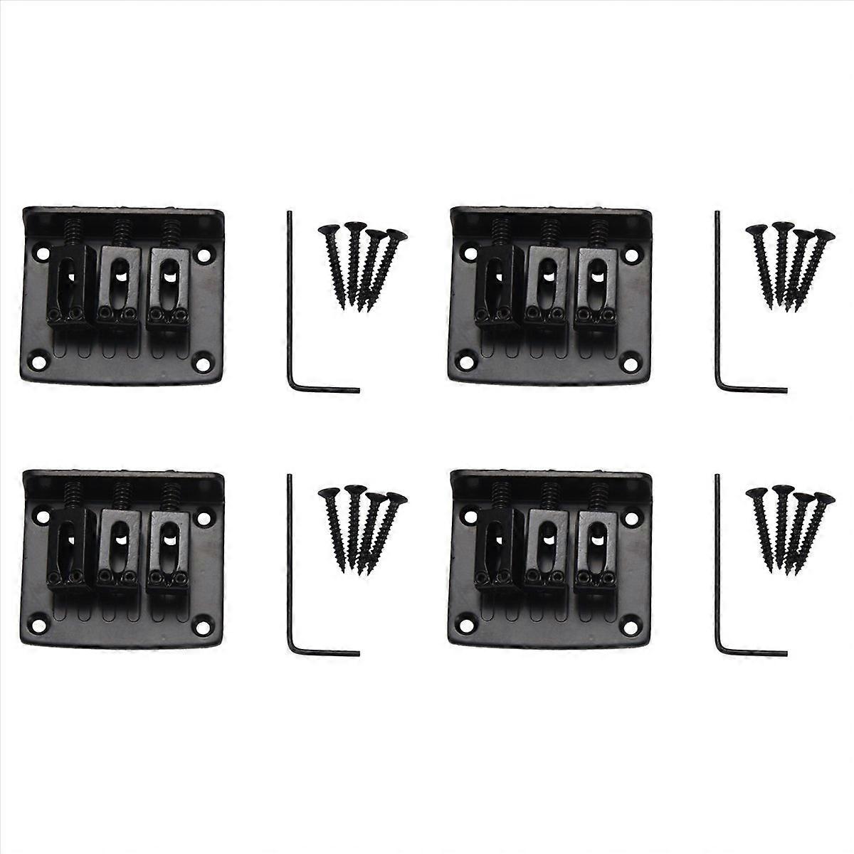 4X 3-String BLACK Top Loading Hard-Tail Bridge for Guitars & More