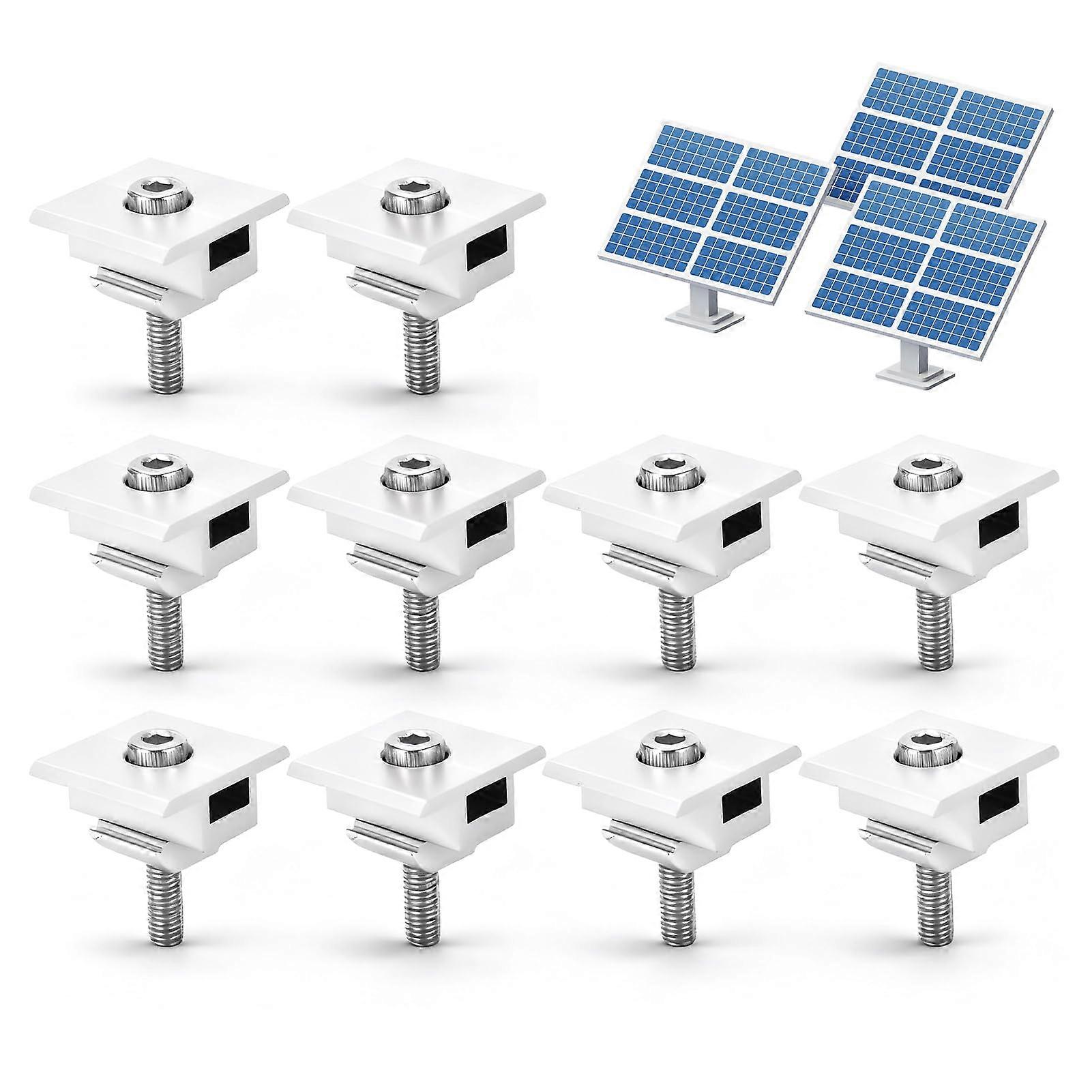 10PCS Aluminum Solar Panel Mid Clamps Mounting Brackets for Roof Installation Secure Alignment