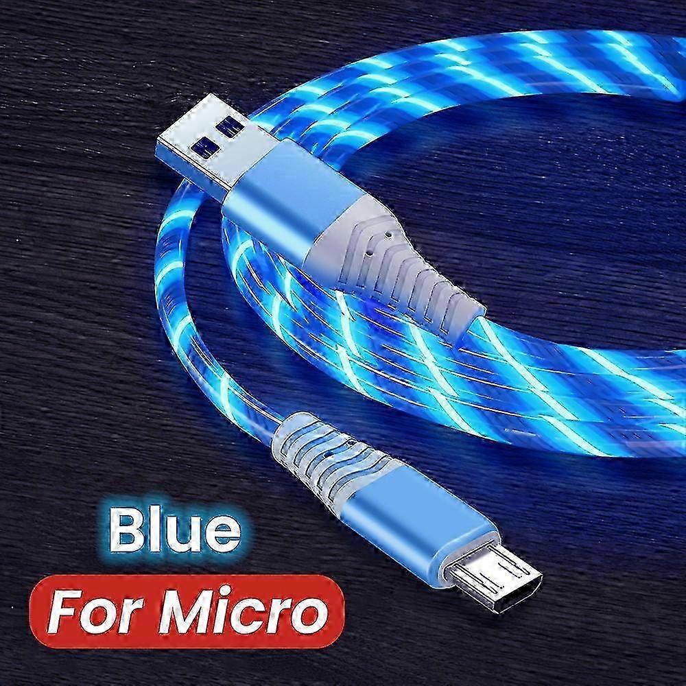 5A Fast Charging Cable Glowing LED Cable Micro USB TypeC Data Cable Flowing Streamer Light LED USB C Cord