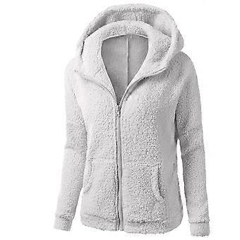 Abrigos de invierno para mujer, chaqueta Sherpa con cremallera, chaqueta polar de manga larga, sudadera cálida de moda, abrigo con bolsillos, gris, 5XL