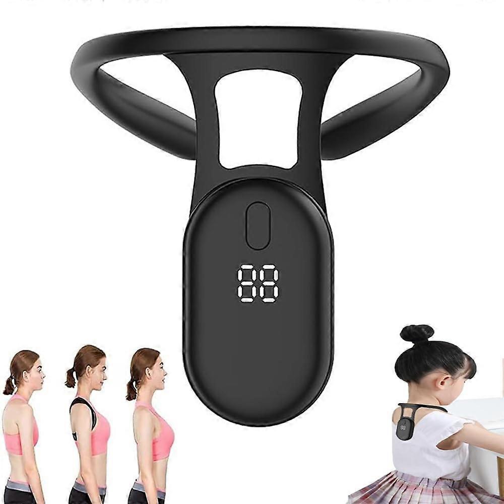 Smart Posture Corrector with Neck Support, Adjustable 2 in 1 Back Trainer, Slim Black Design