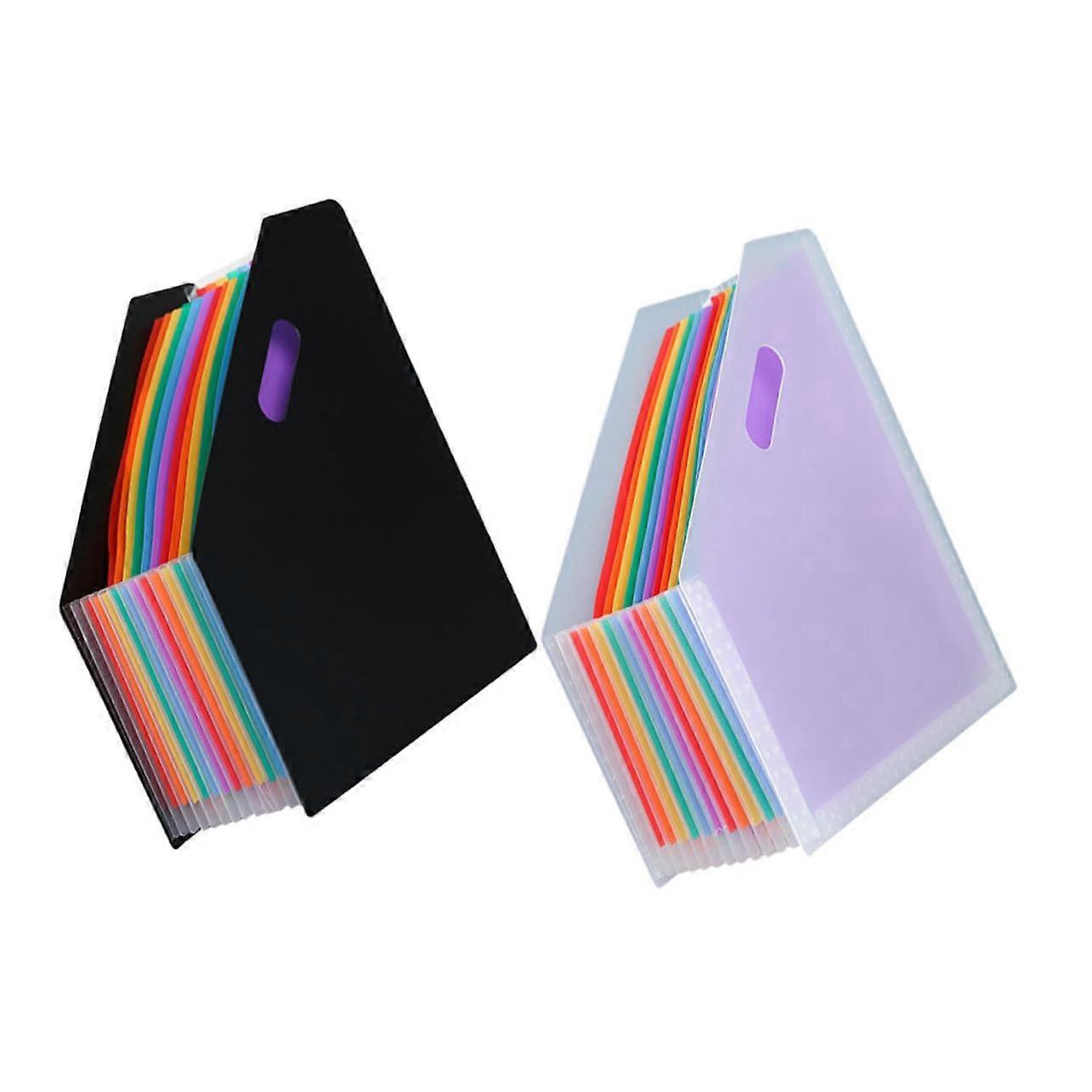 2 Pack Vertical Accordion File Folder Expandable Plastic Document Organizer for Home Office