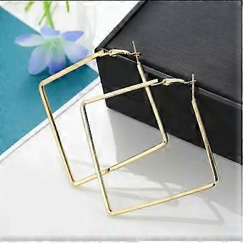 Large 2" Square Hoop Earrings Women\'s Fashion Jewelry Gold Plated
