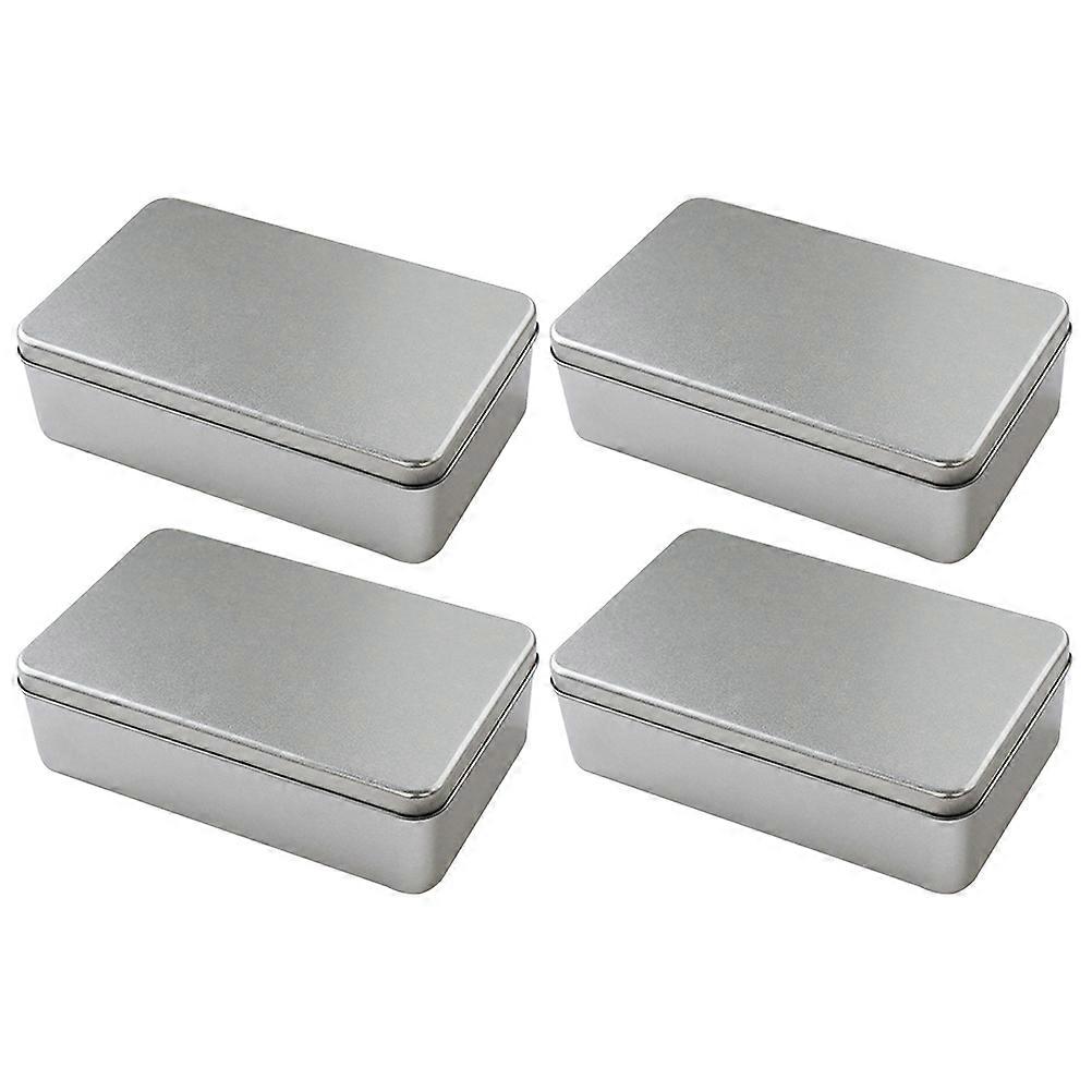 Gift Packing Boxes Candy Storage Boxes for Storage 4Pcs Silver Tinplate Containers