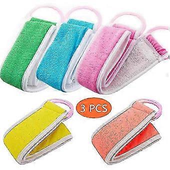 3pcs Loofahs Back Scrub Loofah Double Sided Shower Exfoliator Scrubbing Strap Body Bath Sponge