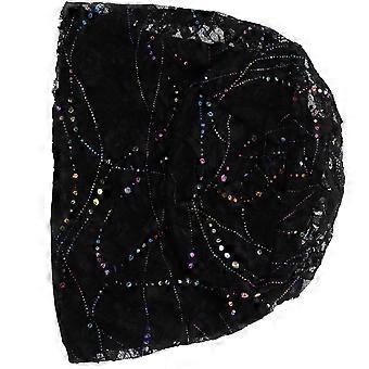 Gorro de encaje, pañuelo transpirable para la cabeza, 1 unidad, gorro hueco de moda, negro.
