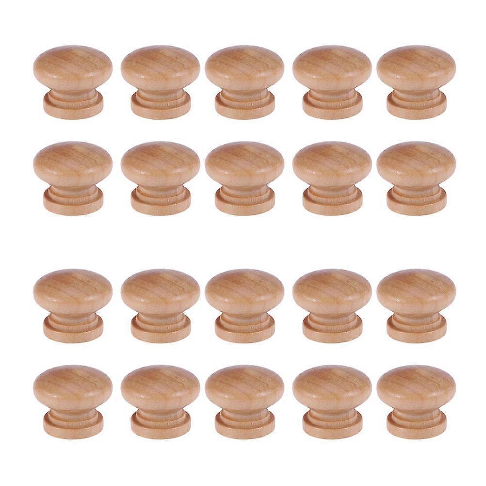 20Pcs Khaki Wooden Mushroom Cabinet Pull Knobs for Drawer Use Handle Set