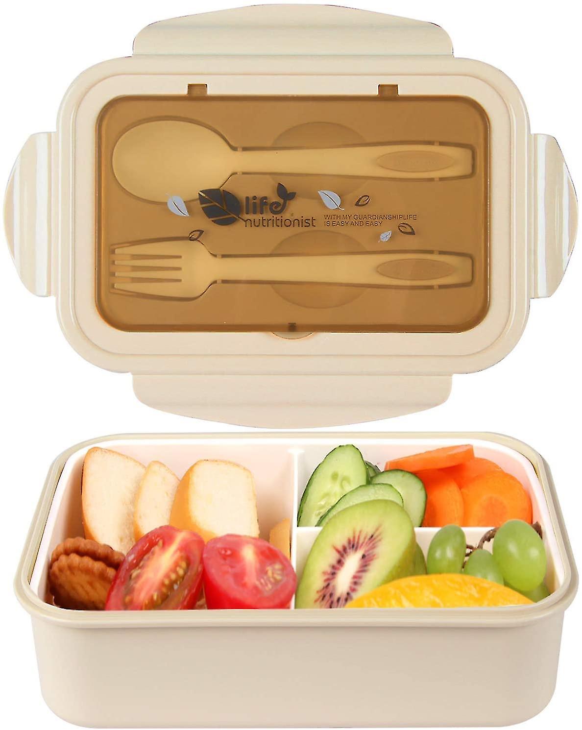 Leak Proof Bento Lunch Boxes With 3 Compartments And Cutlery