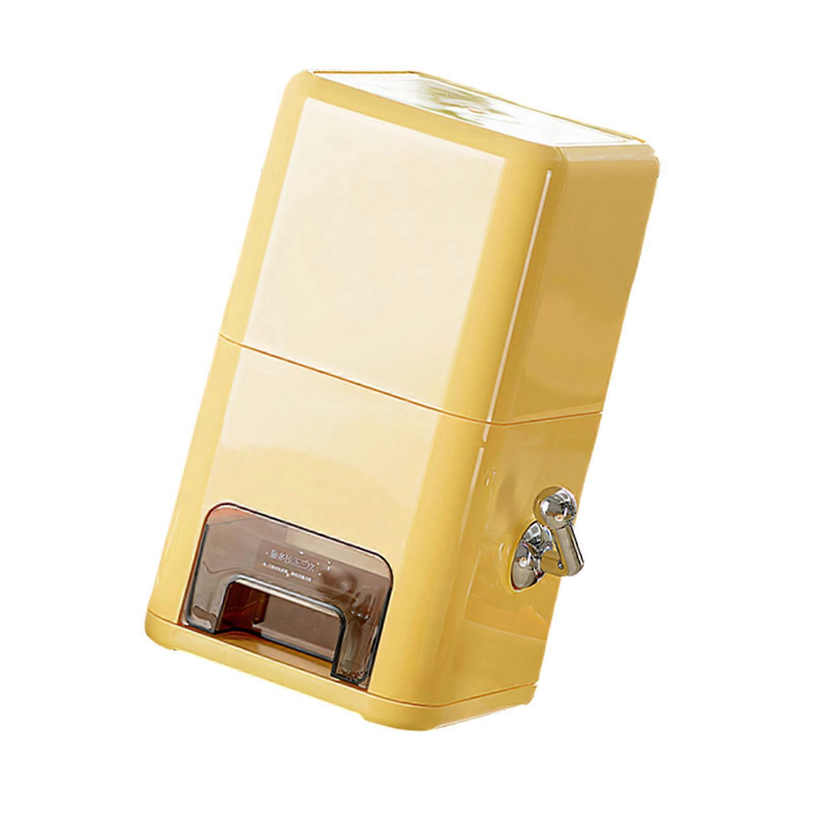 Modern Kitchen Rice Storage Bin With Single Push Dispensing Function And Large Capacity  Yellow
