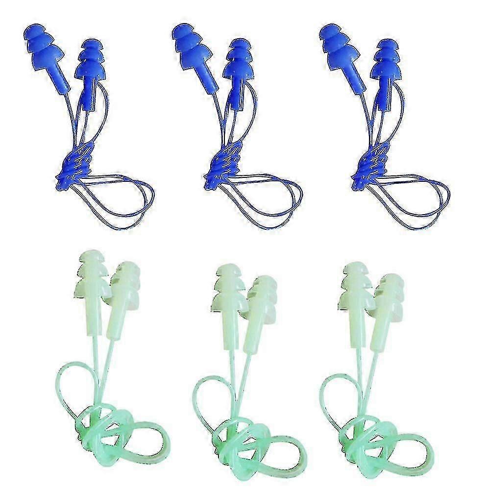 6 Pares de Gel Cord String Ear Plugs Soft Silicone Anti-noise Earplugs For Adults Children Sleeping Swim