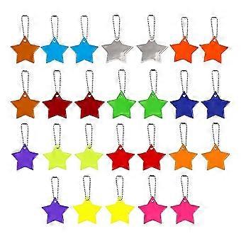 26 Pieces Children's Safety Reflector Pendant,Star Safety Reflector for School Bag,Backpack,Cycling,Walking,Running