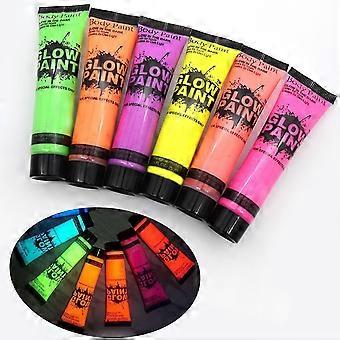 Verbessertes Leuchten im dunklen Gesicht Körperfarbe für Halloween Cosplay, Schwarzlicht Gesicht Make-up für Party, waschbares Gesicht