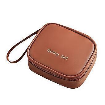 Sanitary Napkin Storage Bag Fake Leather Zippered Makeup Pouch Portable Menstrual Pad Organizer for Girls Women